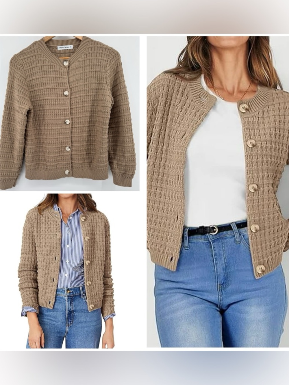 PrettyGarden Women's Cotton Knit Cardigan Sweater, Sizes M Textured Knit